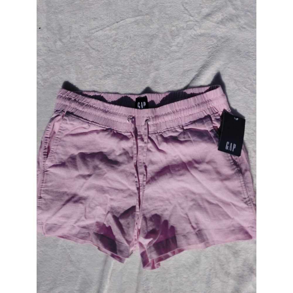 Gap Womens Lavendar Linen Blend Pull On Drawstring Shorts Elastic Waist Lavender